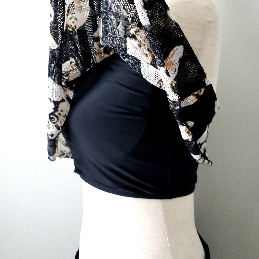 Esowell Cat Print Swim Top, Black & Brown, Size Medium - Picture 5 of 16